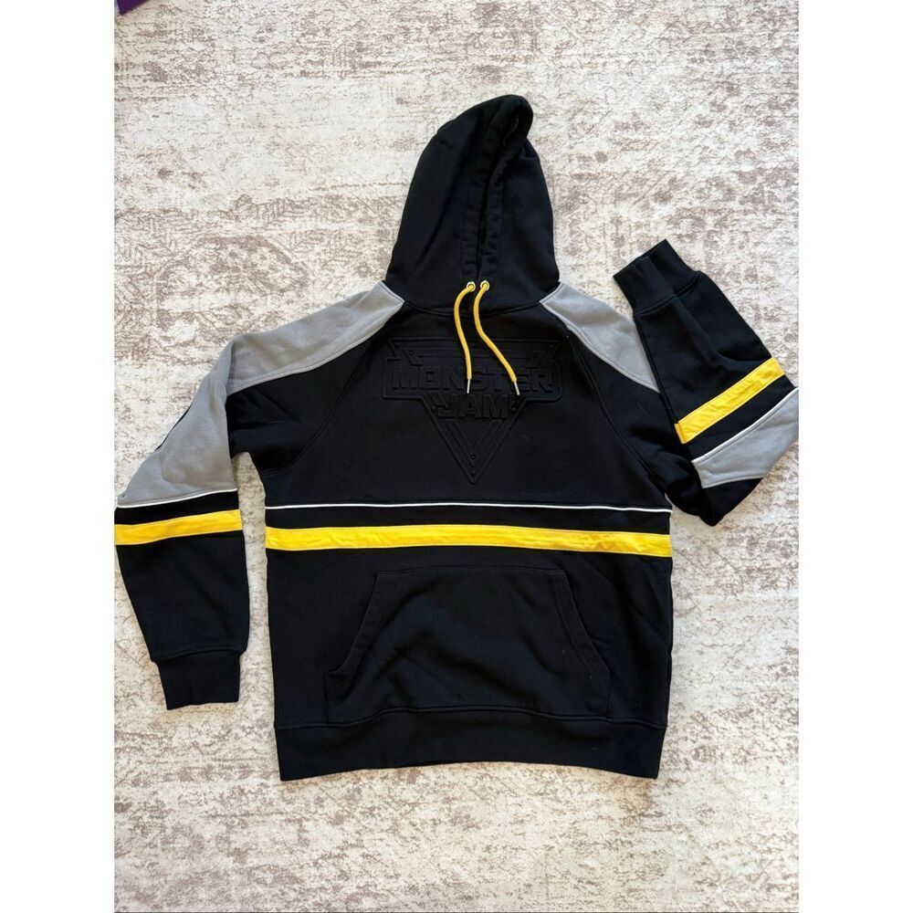 Monster Jam Kids Blackout Embossed Logo Pullover Hoodie Sweatshirt Black Small